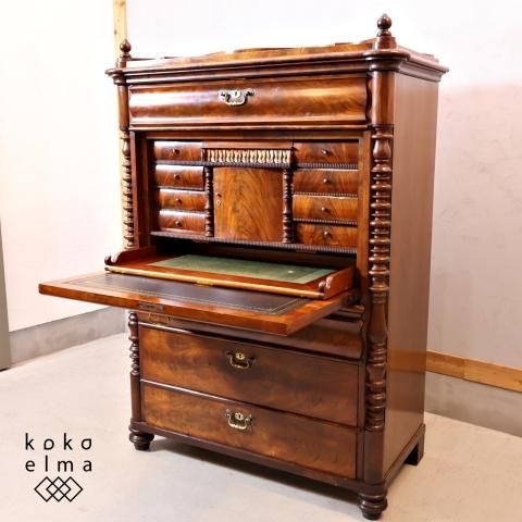 英国アンティーク家具のマホガニー材 ライティングビューローです