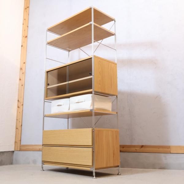 無印良品(MUJI)の人気のオーク材 ステンレス ユニットシェルフ