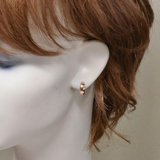 K10（イエローゴールド）・地金 月甲フープピアス 5mm×13mm - DIAN