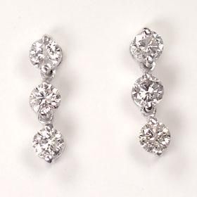 スリーストーンダイヤモンドピアス -ジュエリー通販 Dianpool