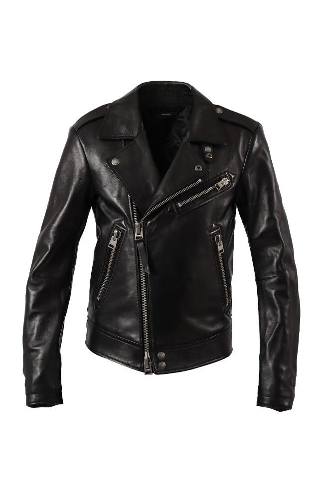 TOM FORD (トムフォード) NAPPA GRAIN LEATHER ASYMMETRIC BIKER