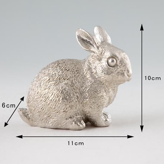 錫 置物 干支 うさぎ（卯） 白加工 [No.186C-4-A]｜薩摩錫器工芸館