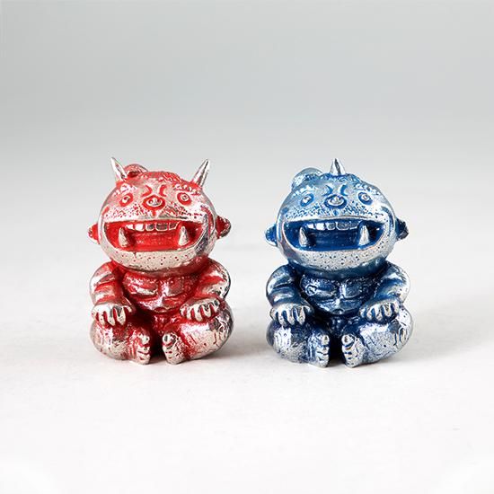 錫 置物 縁起物 笑福鬼 赤漆加工 青漆加工 [No.504・504-1]｜薩摩錫器