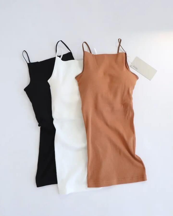 1dozen （イチダース）オーガニックコットンテレコキャミソールパット付き