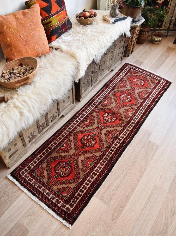 トライバルラグ ヴィンテージ アフガニスタン トルクメン 赤 手織り