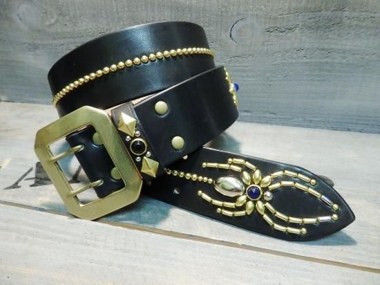 サドルレザー/スパイダースタッズベルト（45mm）