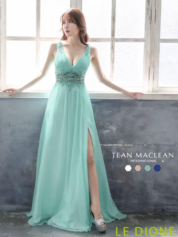 JEAN MACLEAN/ジャンマクレーン]ビジュシフォンフレアーロングドレス