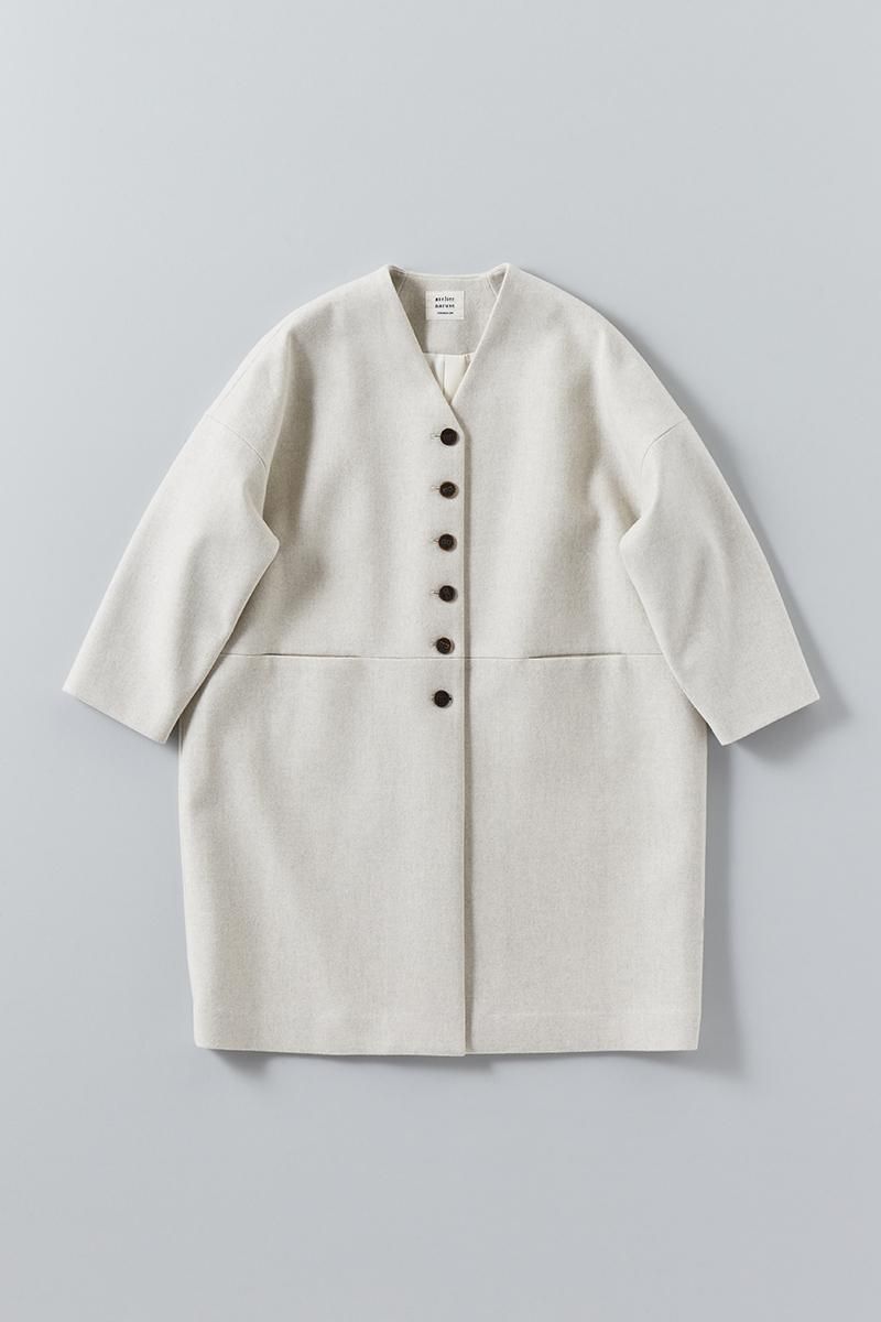 melton wool cocoon coat / oatmeal - atelier naruse｜Online store