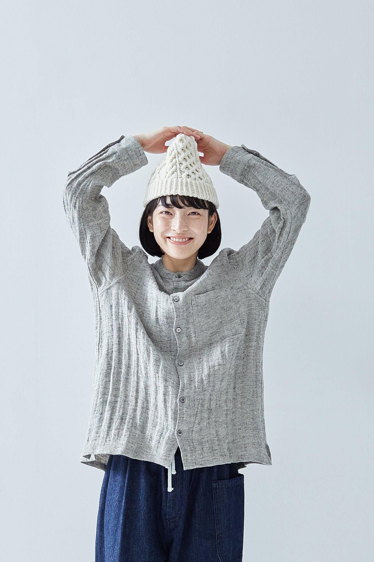 linen tweed band-collar shirt - atelier naruse｜Online store｜the an