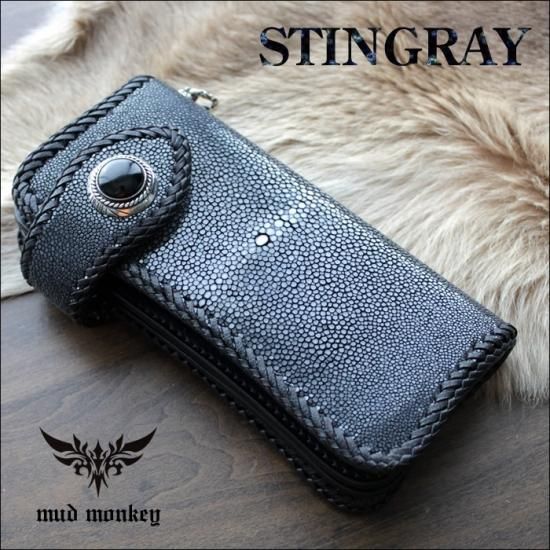 バイカーズウォレット スティングレイ長財布・レース編み/サークル