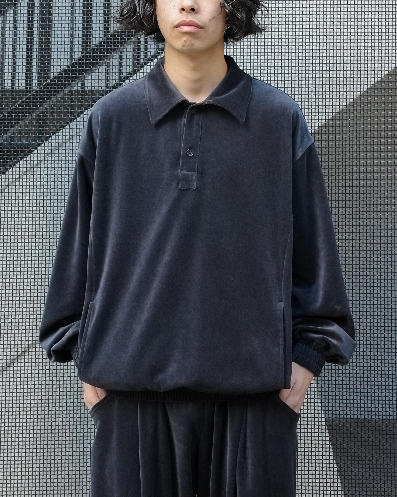 ANDER VELOUR POLO SHIRTS / STEEL NAVY - TEENAGER Online Store