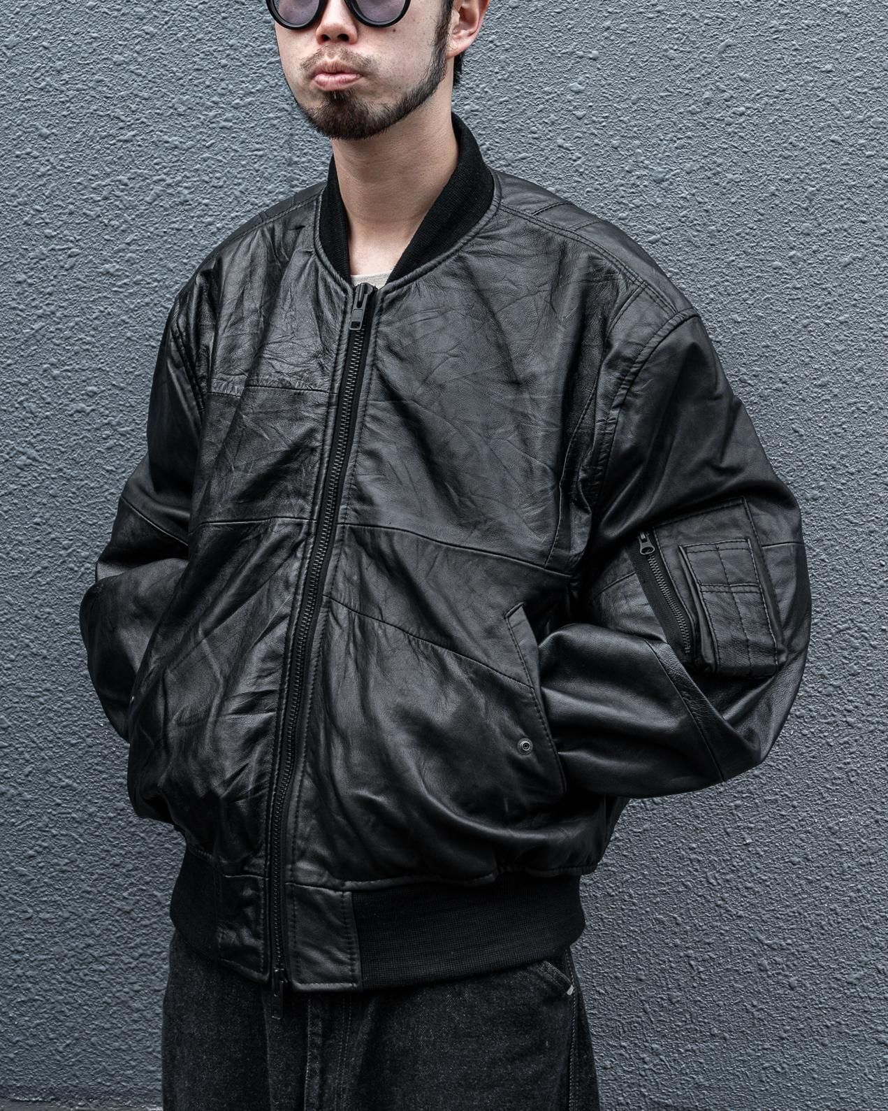 Vintage Black Lamb Leather MA-1 Jacket / TEENAGER Exclusive