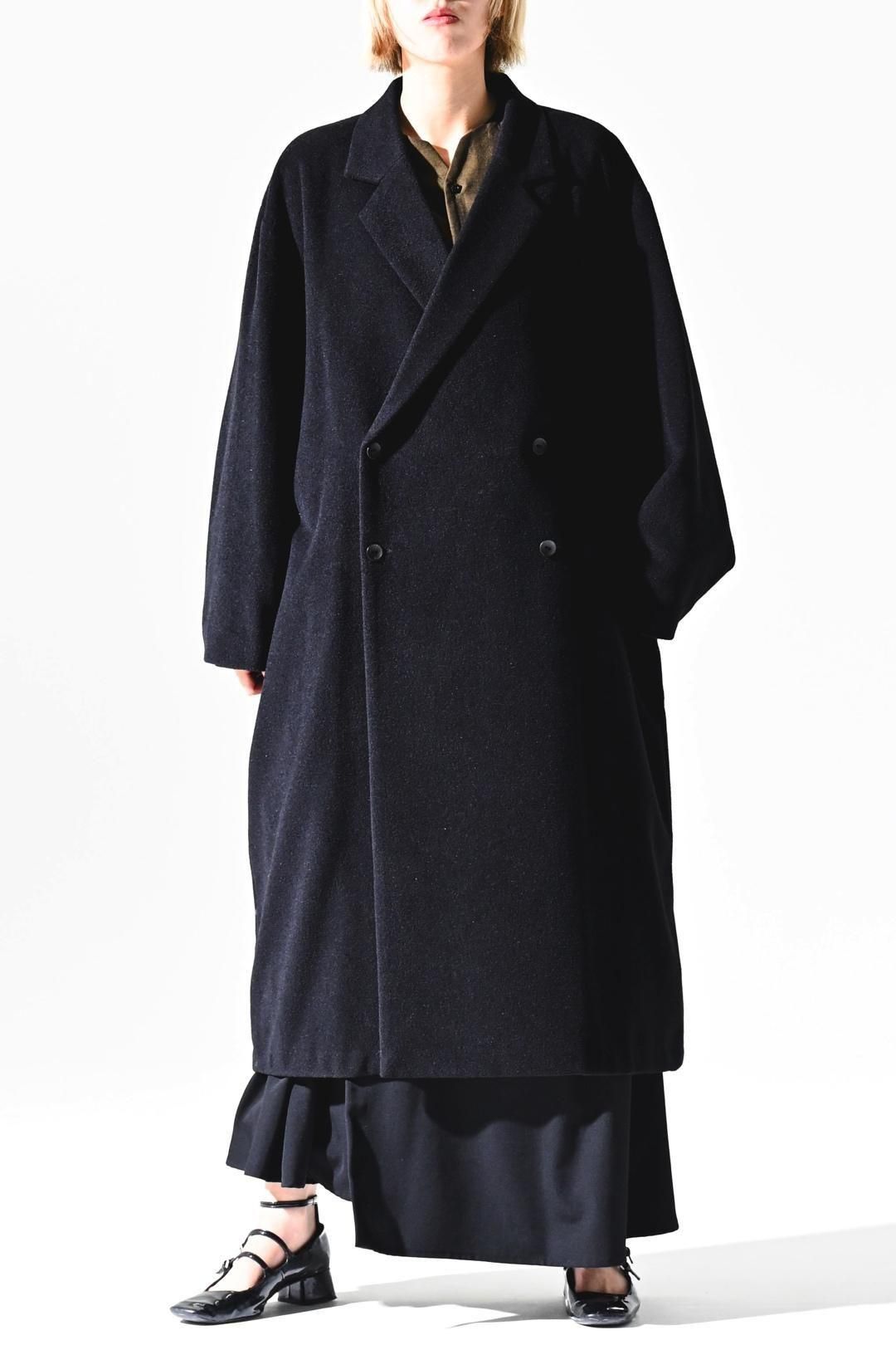 Angora Wool Double Long Coat - BISHOOL