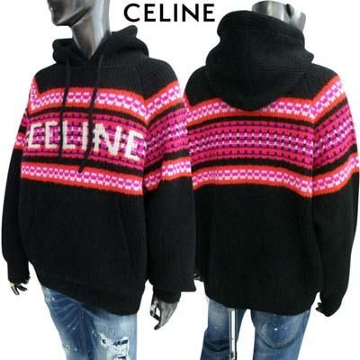 セリーヌ CELINE メンズ ニット パーカー セーター ロゴ フロント