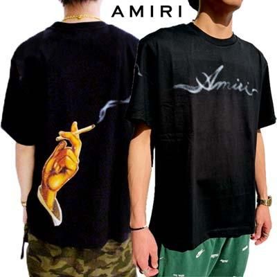 アミリ AMIRI メンズ Tシャツ 半袖 ロゴT バックタバコを持つ手