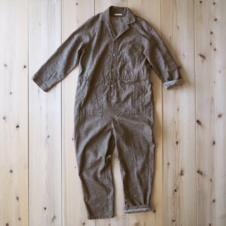 Fog Linen Work（フォグリネンワーク）オールインワン「ベック」カーキ