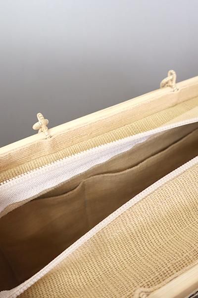 G-1990】プラニー工房製 竹籠バッグ ファスナー付き 菱文（新品