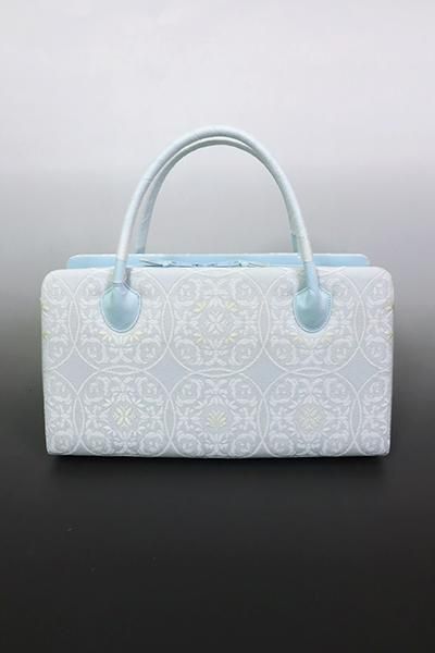 G-2300】京都衿秀 利休バッグ 藍白色 装飾花文 - 銀座きもの青木｜長く