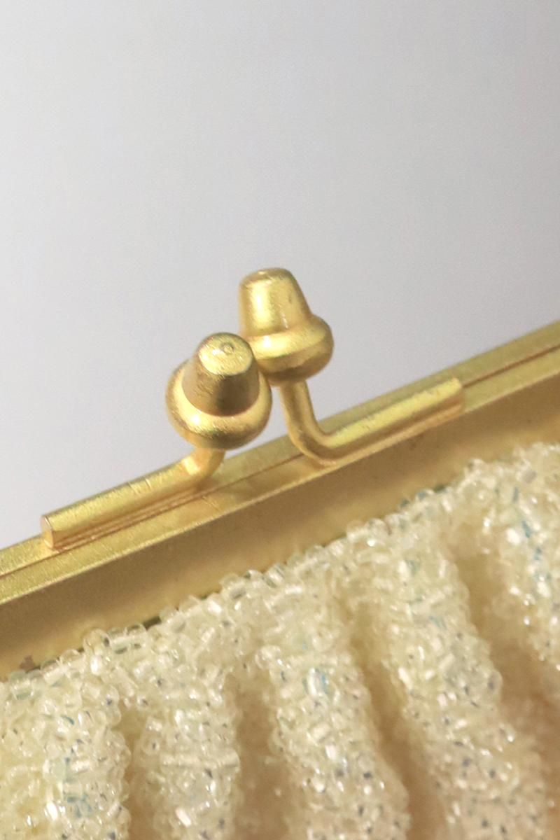 銀座【G-2754】ビーズ刺繍 バッグ 抽象文 金色×象牙色 - 銀座きもの