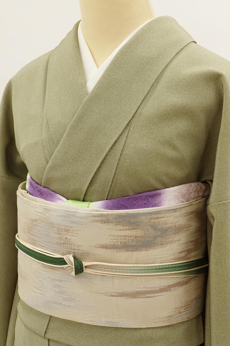 銀座【C-2938】寺山存男作 江戸小紋 緑色系 角通し（落款入・反端付