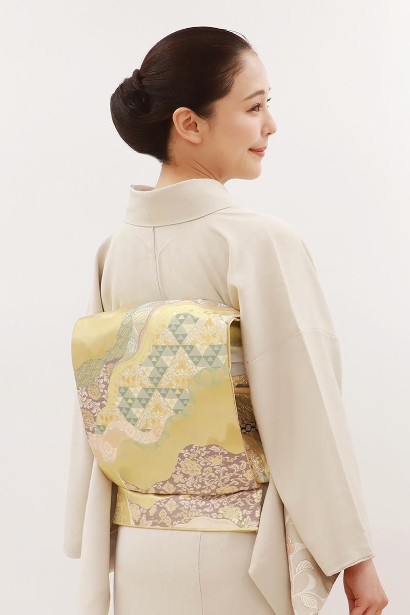 銀座【L-7705】袋帯 金色 道長取りに有職文 - 銀座きもの青木｜長く