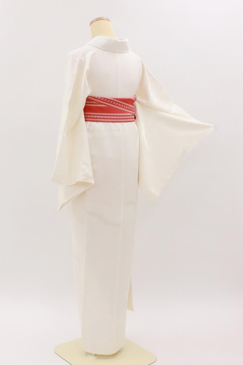 銀座【F-654】長襦袢 白色 波に雲の地紋 :身丈132/裄67 - 銀座きもの