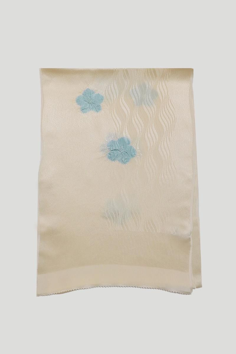 G-3159】衿秀製 綸子地 帯揚げ 輪出し絞り 黄色×水色系 - 銀座きもの