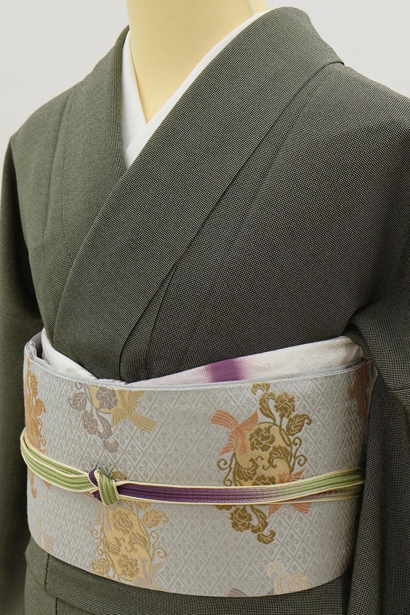 銀座【C-2968】人間国宝 六谷梅軒 江戸小紋 緑色系 角通し（落款入