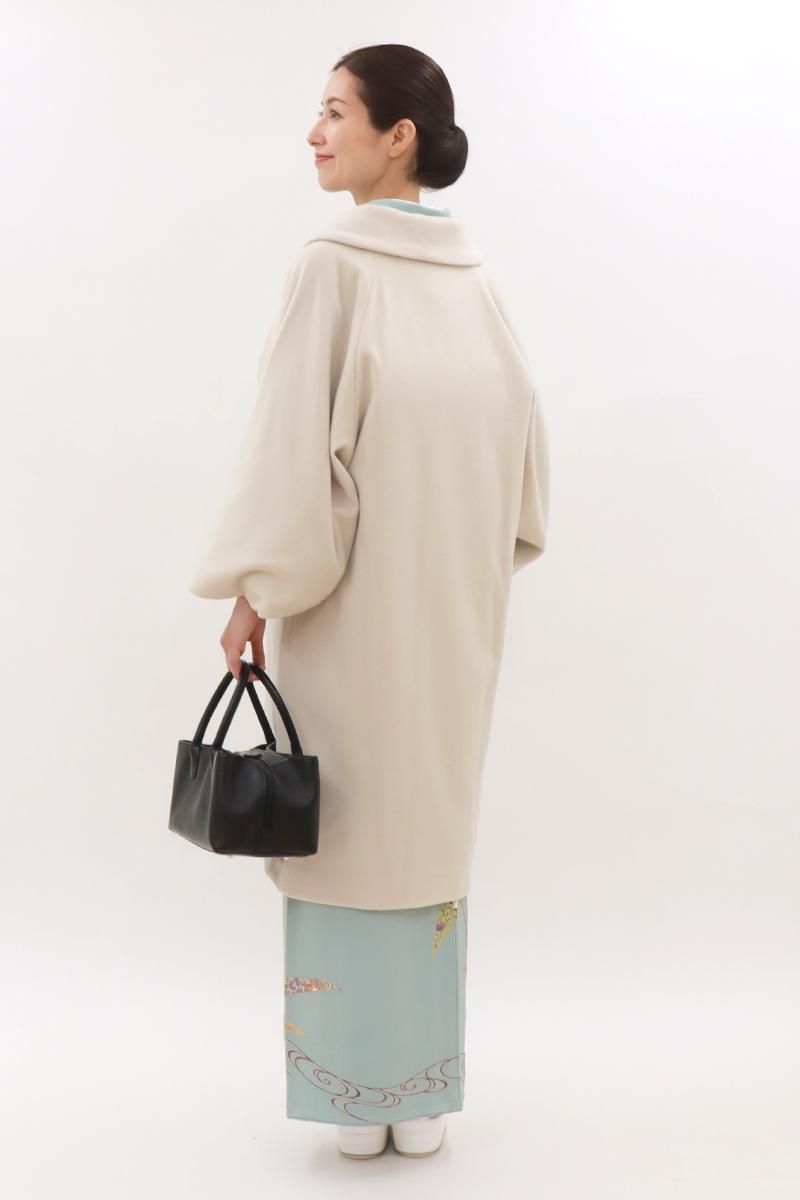 E-2144】カシミア混 和装コート オフホワイト 無地（N） - 銀座きもの
