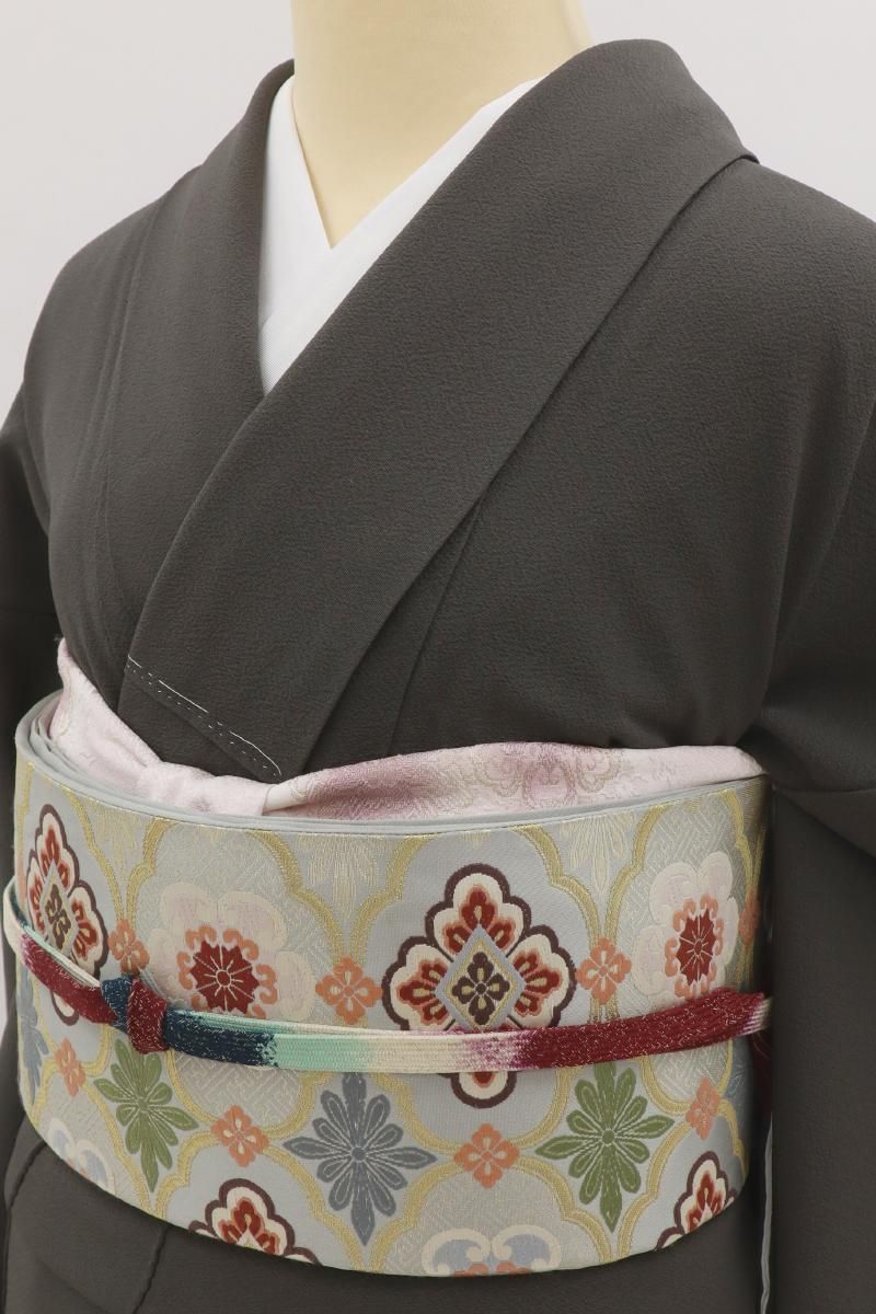 銀座【C-3054】染一ッ紋 色無地 石板色（梶山伸落款入） :身丈159/裄66