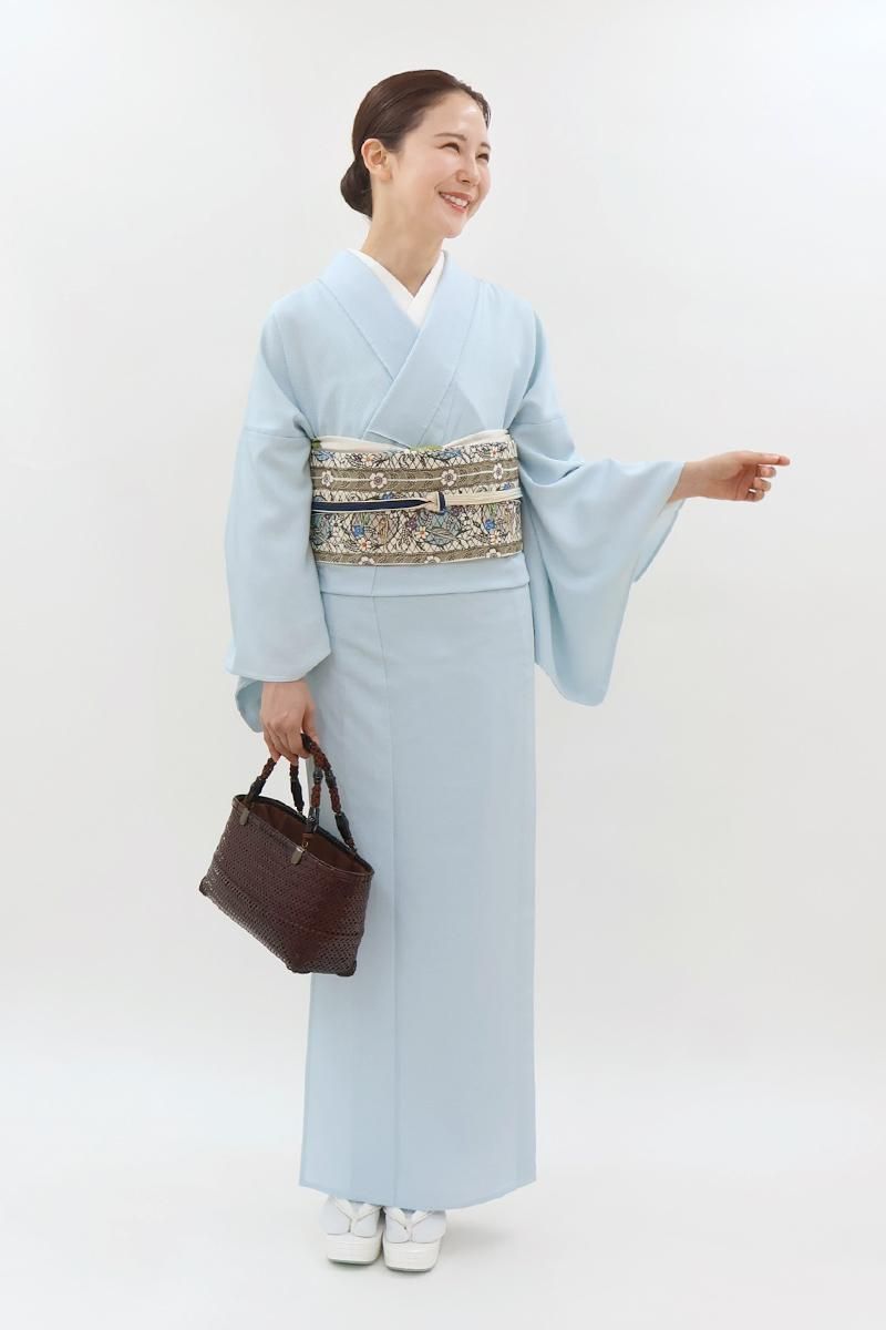 銀座【C-3138】単衣 江戸小紋 ベビーブルー色 行儀（反端付）（N