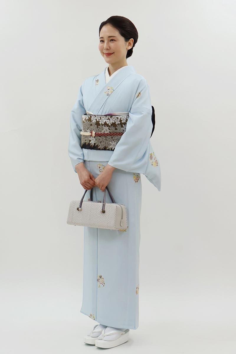 銀座【D-3761】京摺り友禅 伝統工芸士 岡本澄生作 単衣 小紋 淡い