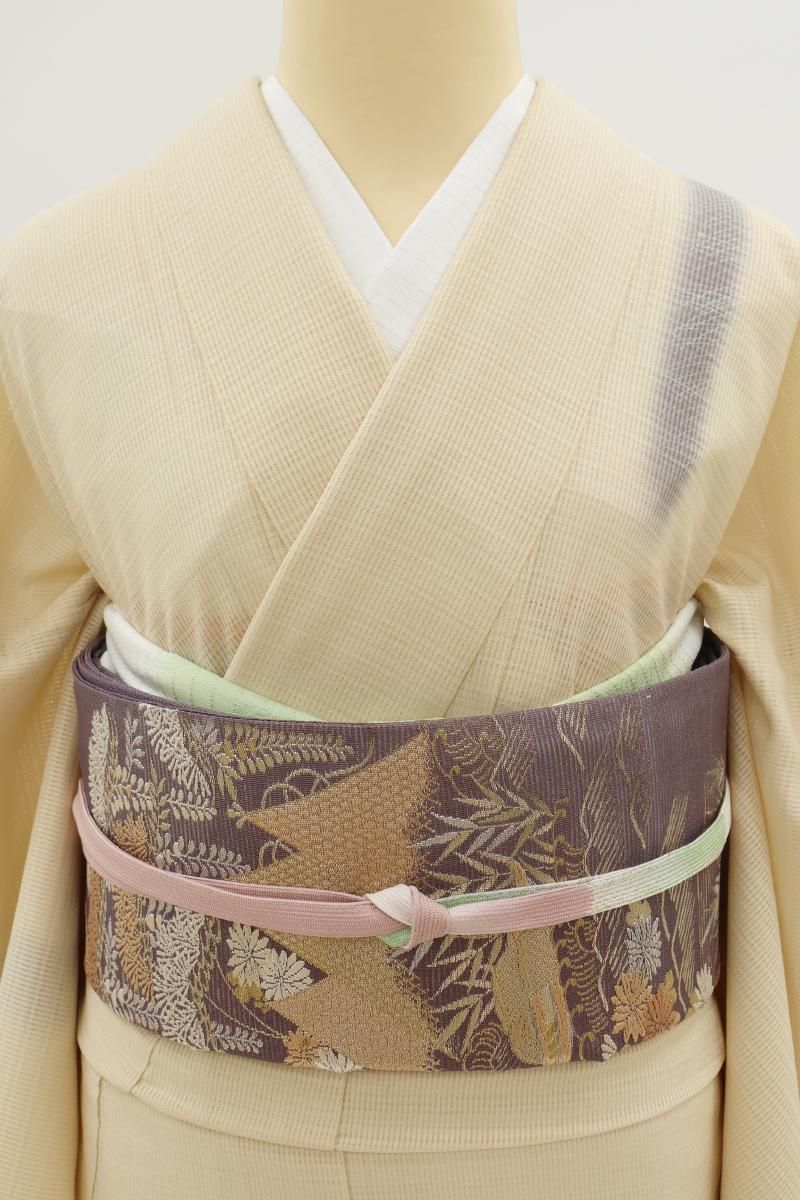 銀座【L-8247】絽 袋帯 紫苑色 水辺の風景 - 銀座きもの青木｜長く大切