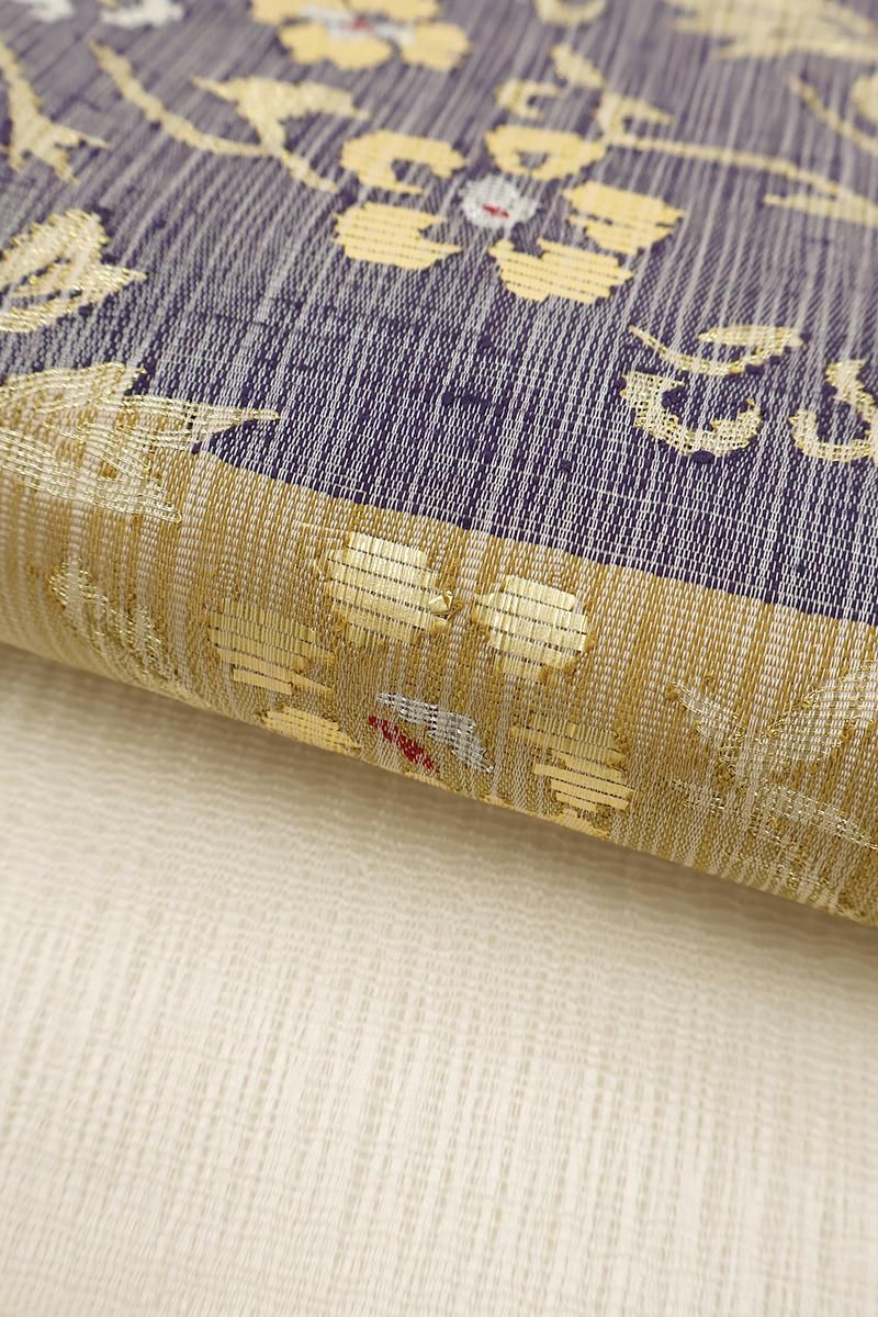 銀座【L-8345】夏 袋帯 白色 横段に唐花文 - 銀座きもの青木｜長く大切