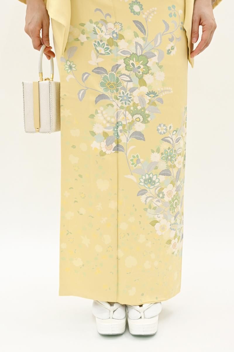 銀座【B-4219】訪問着 蒸栗色 唐花文（三越扱い） :身丈157.5/裄65.5