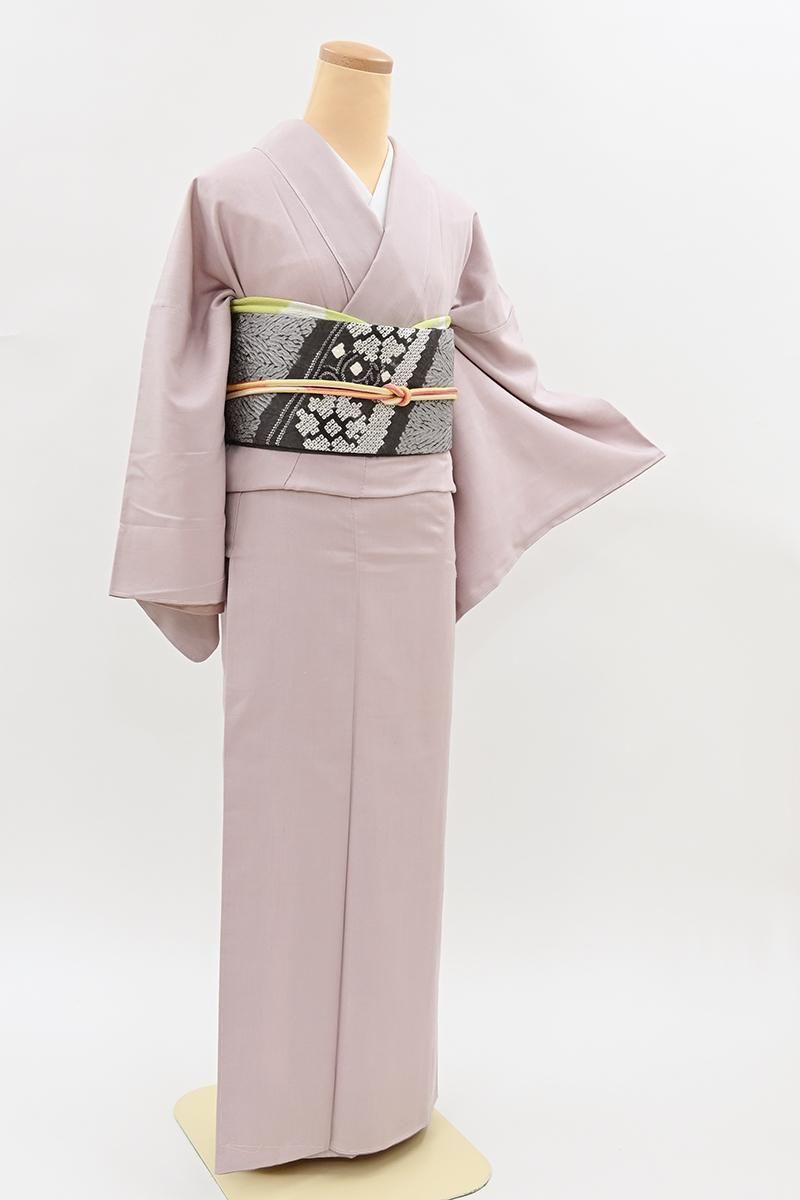 銀座【A-4194】結城紬 鴇鼠色 無地（証紙付） :身丈157/裄68 - 銀座