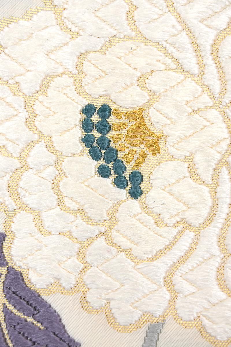 銀座【帯5827】西陣 織文意匠鈴木製 袋帯 唐綾錦「大牡丹唐花文様