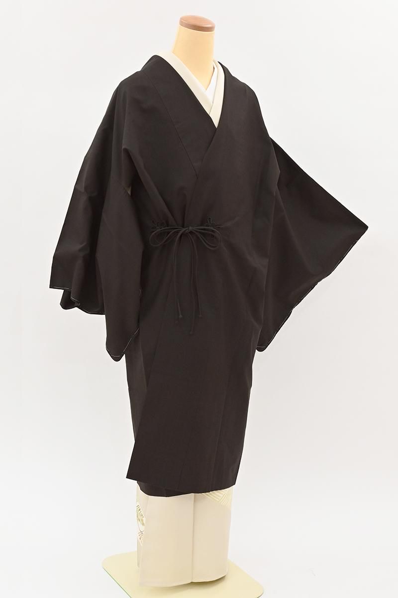 銀座【E-2427】大島紬地 道中着 玄色 無地 :身丈107.5/裄69 - 銀座