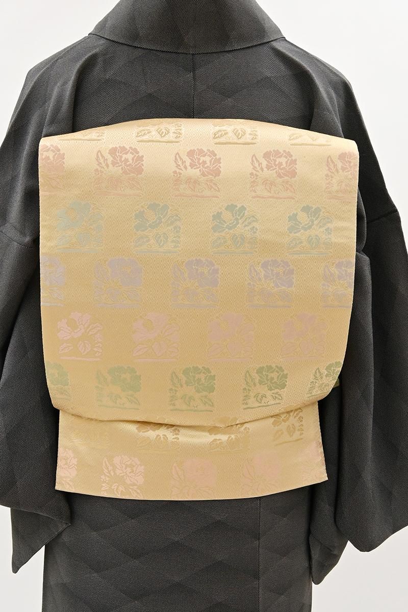 銀座【L-8756】西陣 陰山織物製 箔屋清兵衛 袋帯 金色 名物裂文（落款