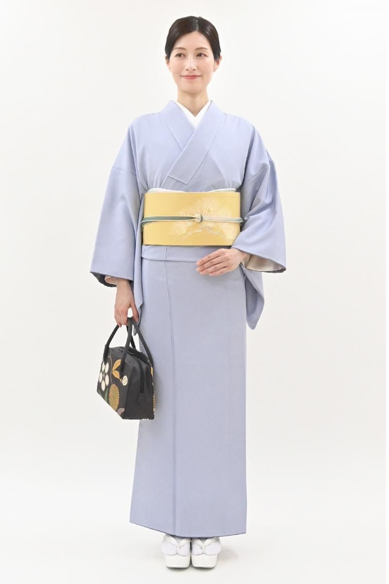 銀座【C-3419】江戸小紋 淡い紅掛空色 鮫文（反端付）（N）:身丈165/裄