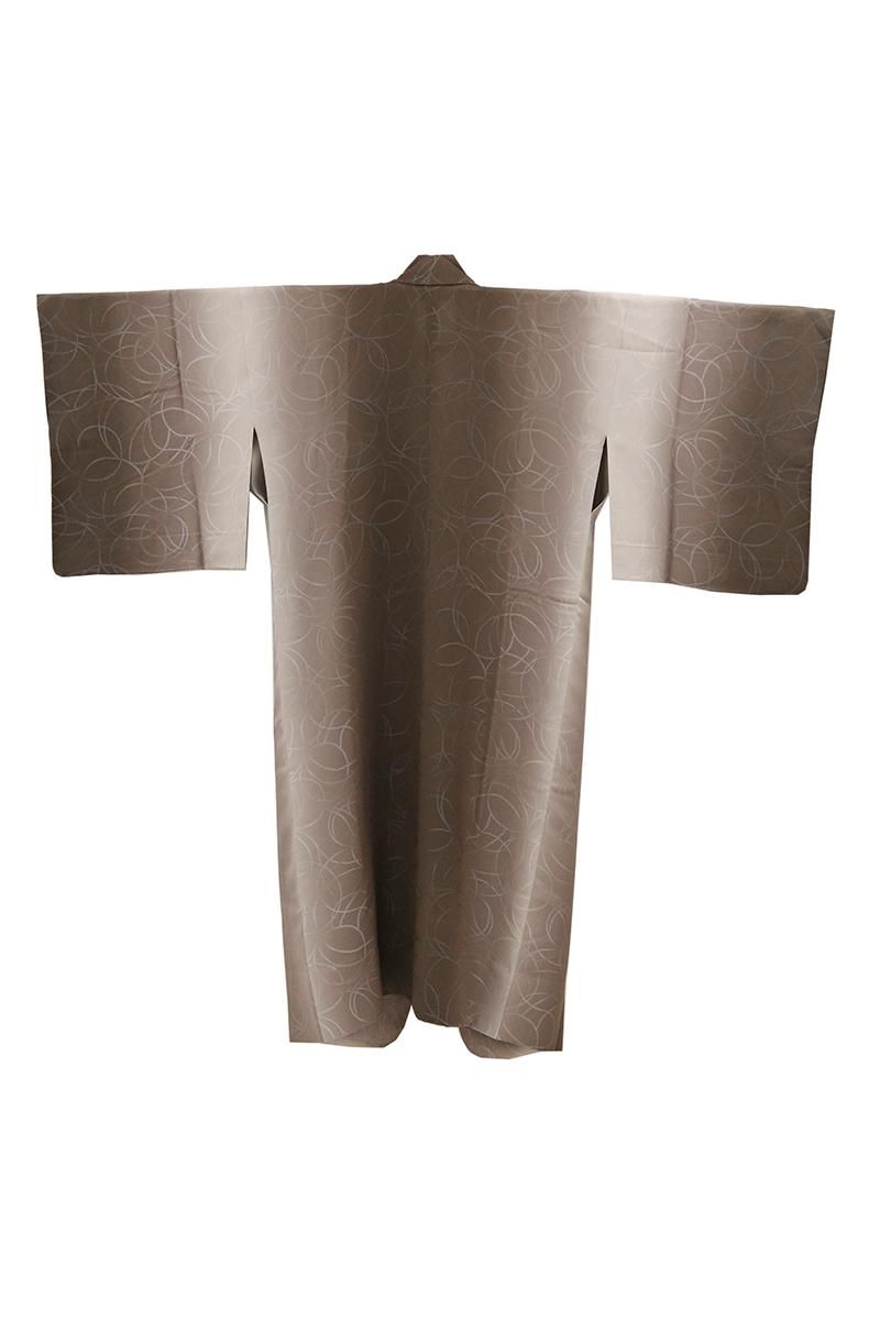 銀座【E-2436】単衣 道中着 茶鼠色 竪暈かし :身丈120/裄67/細め