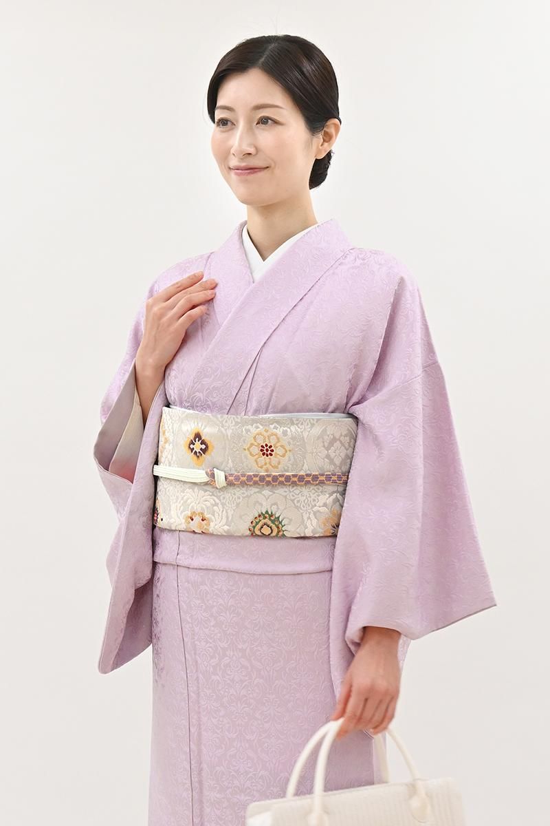 銀座【L-8752】袋帯 銀色 有職華文錦 - 銀座きもの青木｜長く大切に着