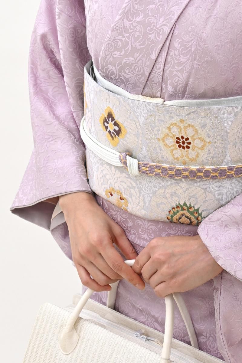 銀座【L-8752】袋帯 銀色 有職華文錦 - 銀座きもの青木｜長く大切に着