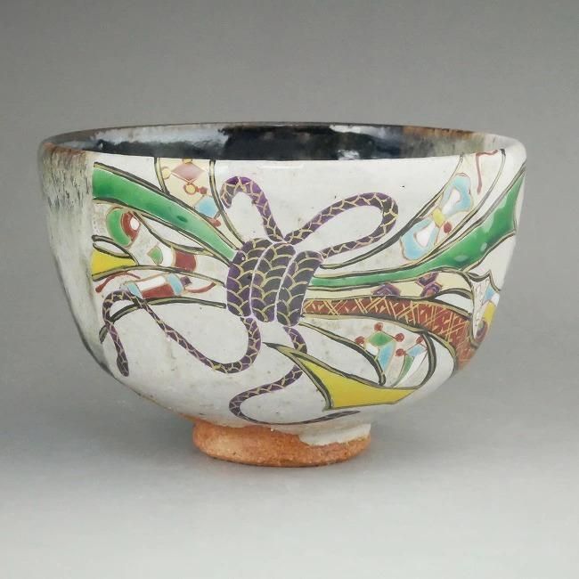 掛分熨斗絵抹茶茶碗 良二 - 京焼清水焼 松韻堂