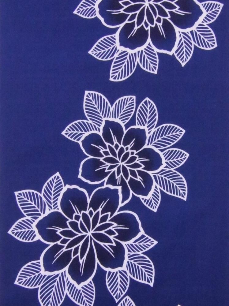 藍染風 浴衣 反物 No.100 藍染濃淡花柄
