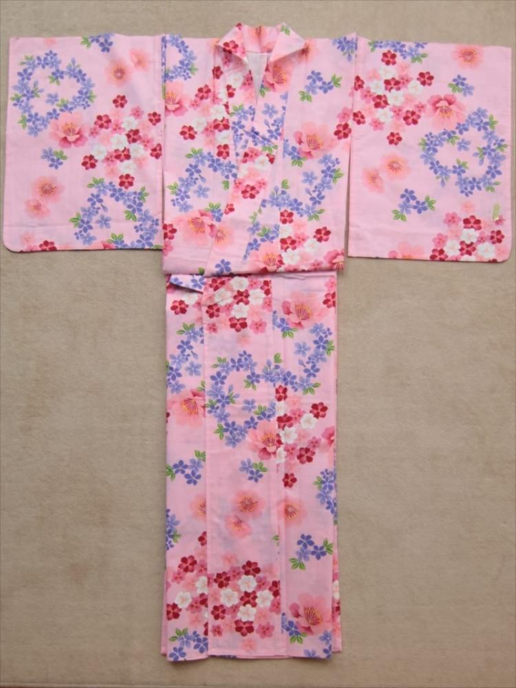 訳在り浴衣 SY-153 ピンク地・サクラ柄 - 着物・浴衣の反物/教材用浴衣