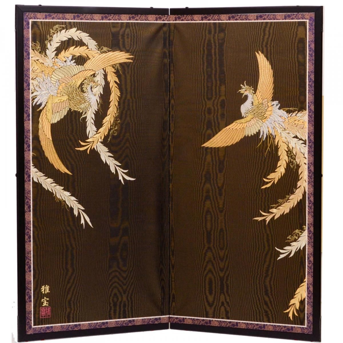 兜・鎧 単品屏風 川俣鳳凰二曲屏風 - 雛人形・五月人形・羽子板