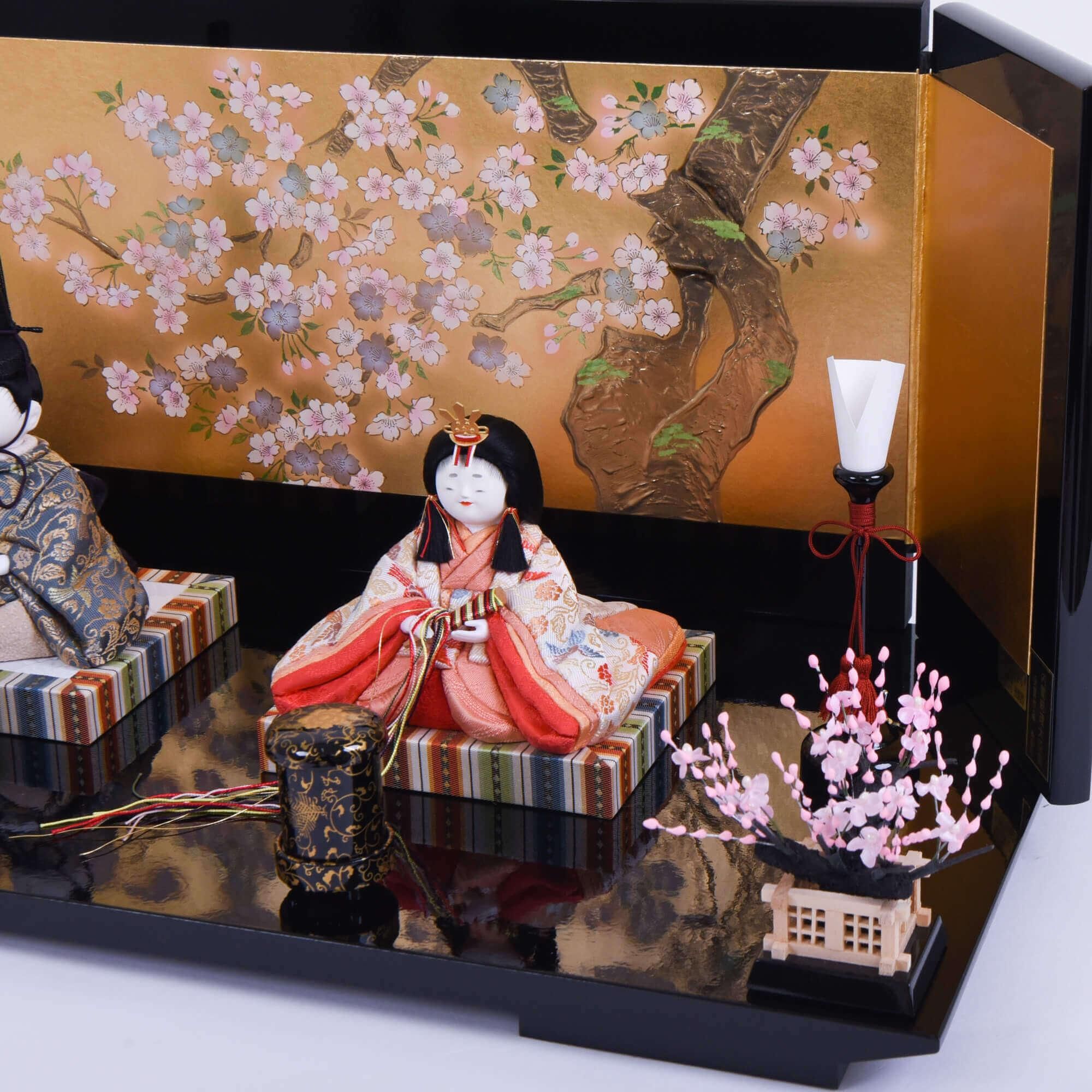 木目込人形 原孝洲 菜花雛 金屏風