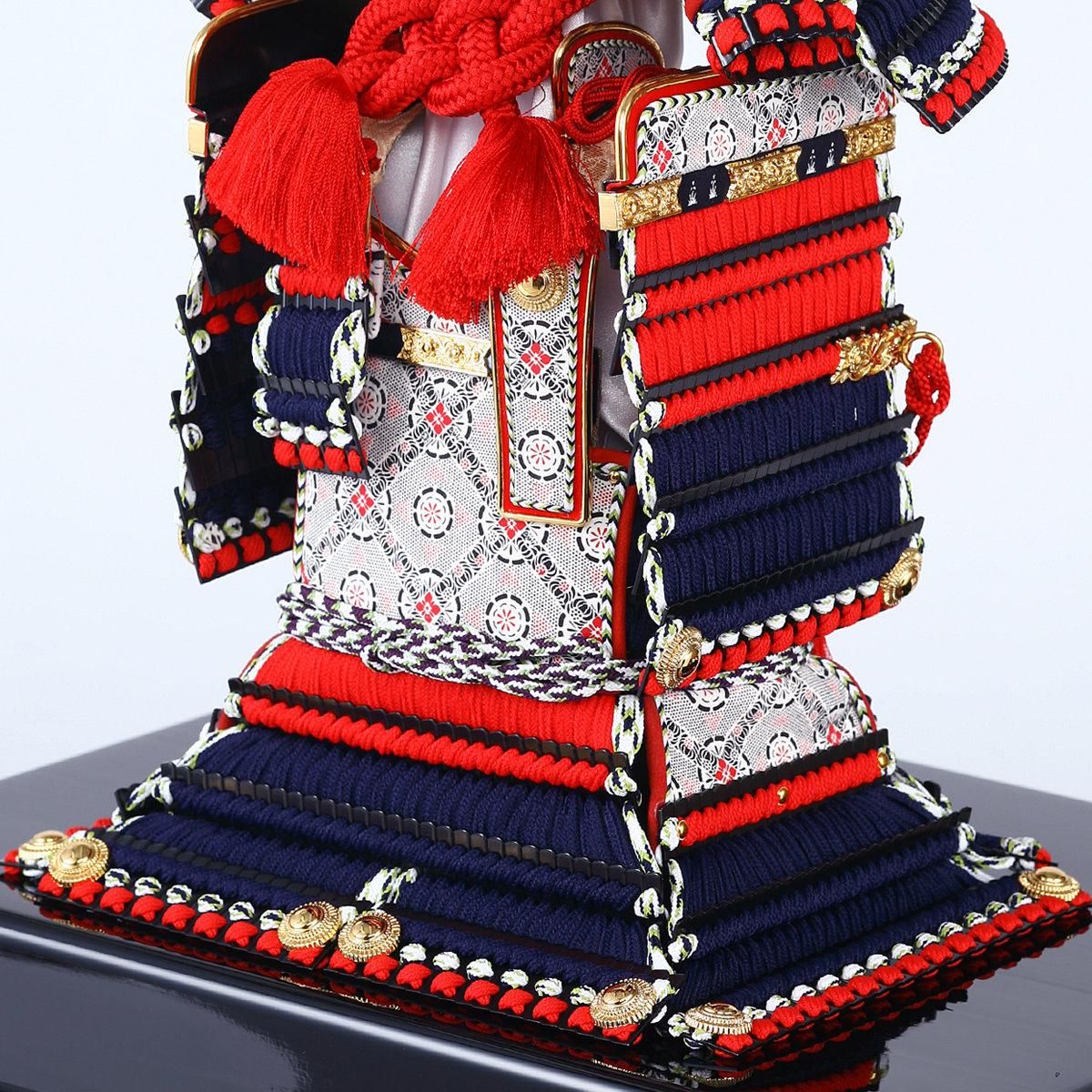 鎧飾り 奉納飾 10号 紺糸威肩赤大鎧 造形甲冑力石