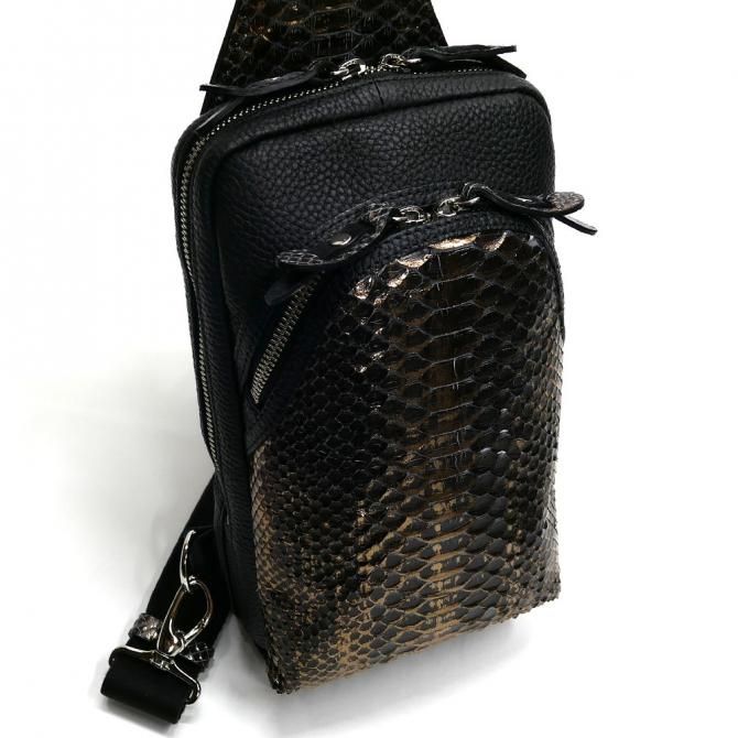 蛇革 パイソン革 本革 ボディーバック ワンショルダーバッグ メンズ 斜